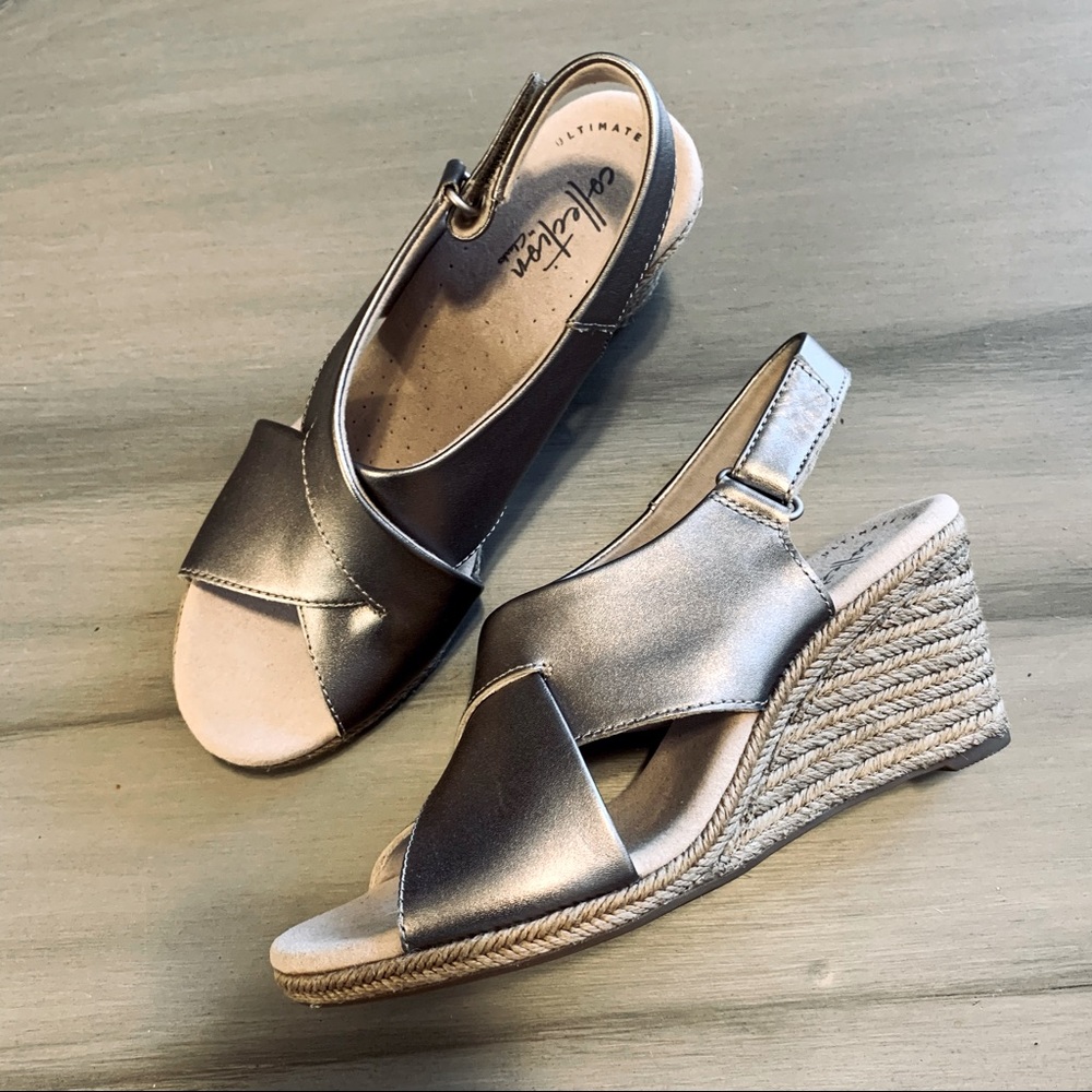 Clarks leather Espadrilles pewter Lafley Alaine
